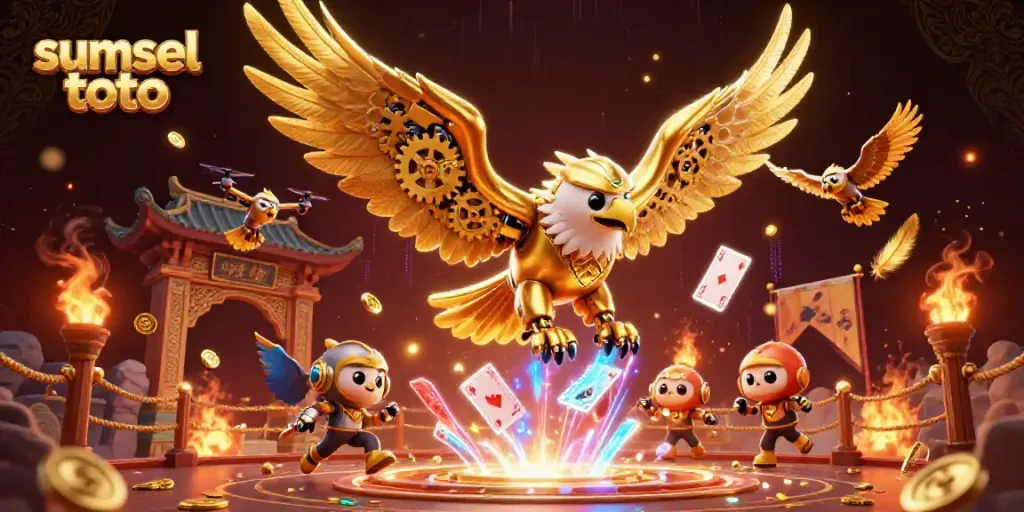 Engage in exciting gambling action with sumsel toto through the 3D illustrated eagle and casino games.