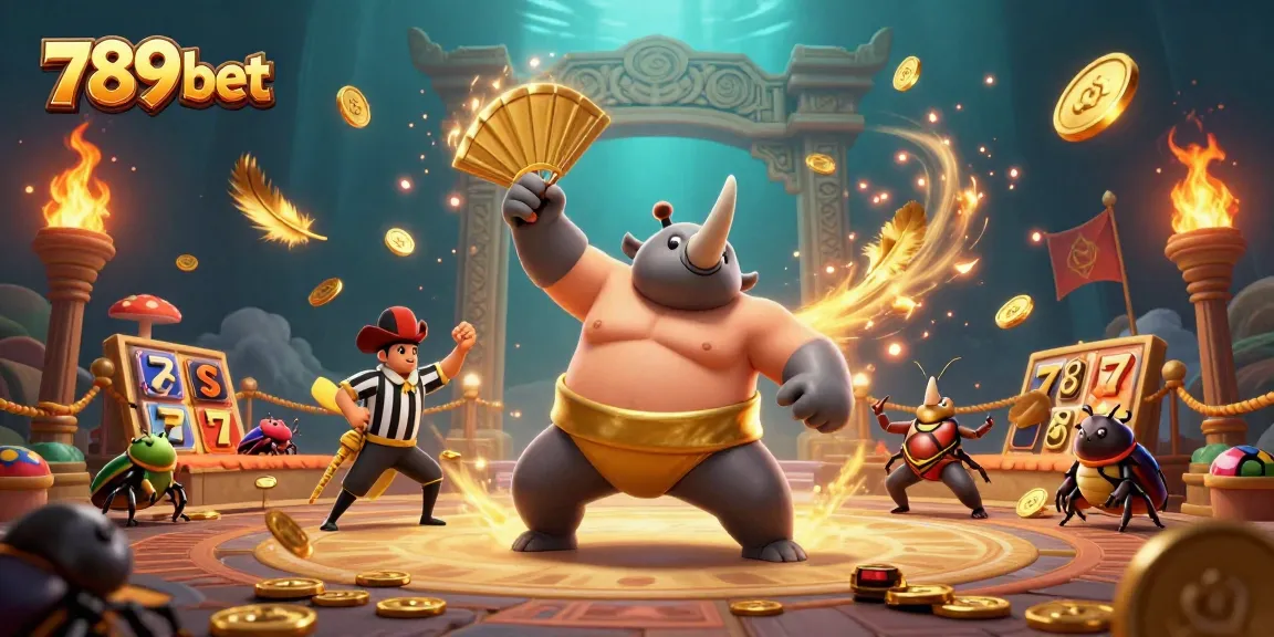 Experience the thrill of 789 bet with a dynamic illustration featuring a beetle championship and exciting slot elements.