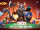 Sunwin20r thrilling poker scene with a Viking wolf, ice dragon, and vibrant gaming elements.