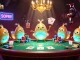 Experience an exciting night at Sunwin casino with glowing characters and vibrant poker action