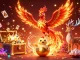 Experience gamesunwin's thrilling casino adventure with a majestic phoenix and dynamic elements.